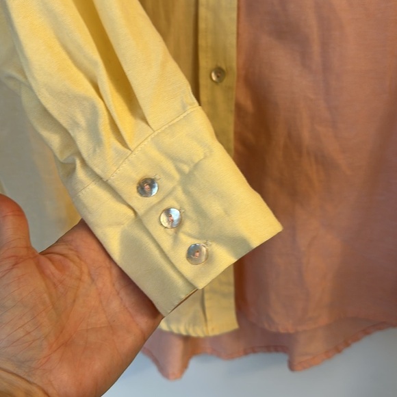 By Together button down yellow pink color block small - Picture 2 of 5